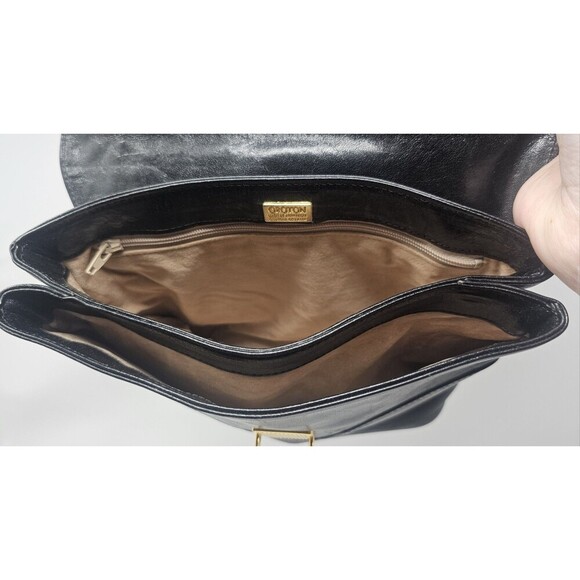 Vintage Oroton Australian Genuine Cowhide Black Leather Purse Satchel Crossbody - Picture 9 of 16